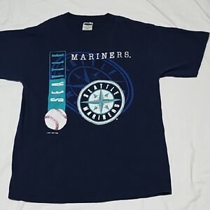 Tultex Navy Blue and White Short Sleeve Tee. Men's XL